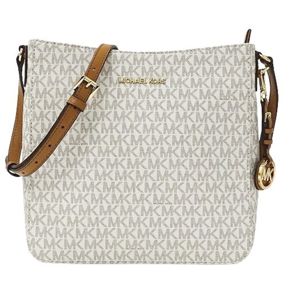 Michael Kors Women's Shoulder Bag MK Signature White Brown - Picture 1 of 10